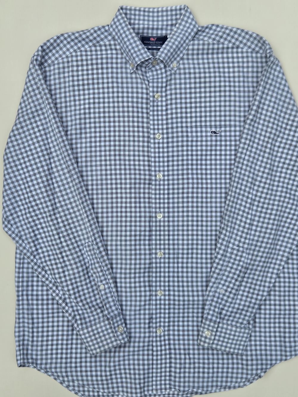 Vineyard Vines Classic Fit Tucker Shirt Checkered Gray/White Size-Large